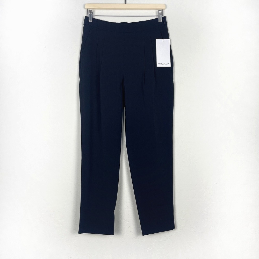 NWT Ministry Of Supply Swift Drape Pants Black‎ Size 4 Pleated Lightweight